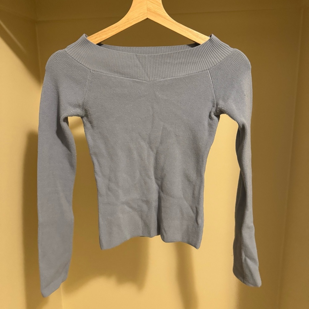 Little Puffy Baby Blue Knit Sweater